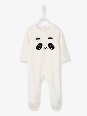 -Velour Sleepsuit for Babies, Press Studs on the Back