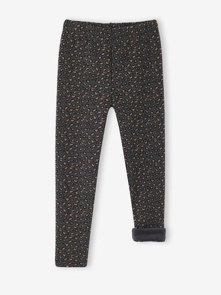 Legging fille doublé maille polaire bois de rose+chocolat+gris imprimé+marron imprimé - vertbaudet enfant 