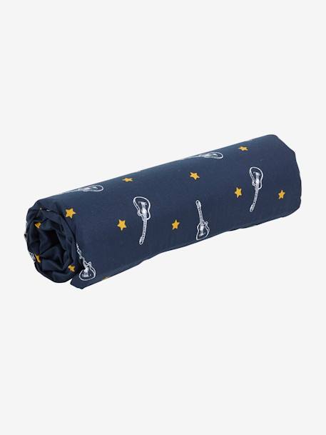 Children's Fitted Sheet, ROCK STAR Dark Blue/Print - vertbaudet enfant 