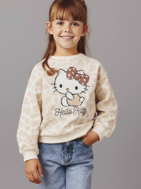 HELLO KITTY® leopard print girl's sweatshirt ecru - vertbaudet enfant 