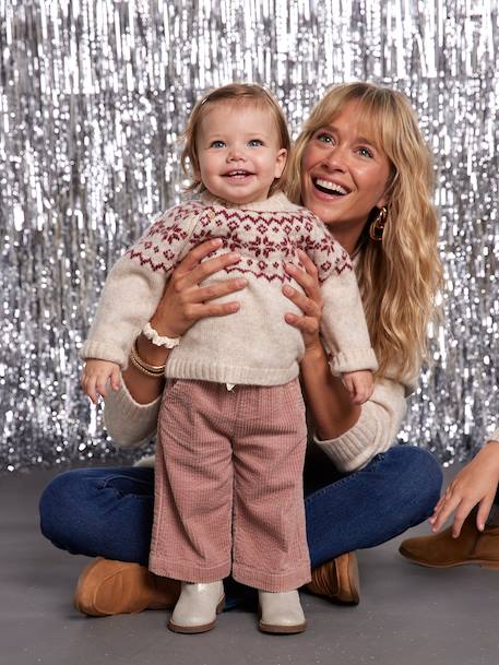 Baby Christmas jacquard jumper family capsule ecru - vertbaudet enfant 