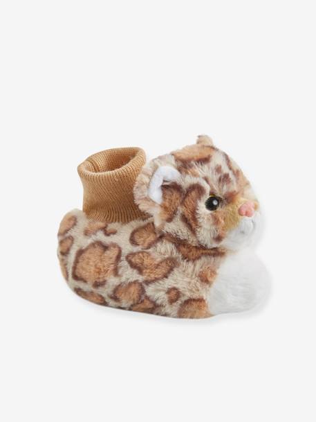 Chaussons bébé garçon esprit peluche - beige aop leopard, Chaussures