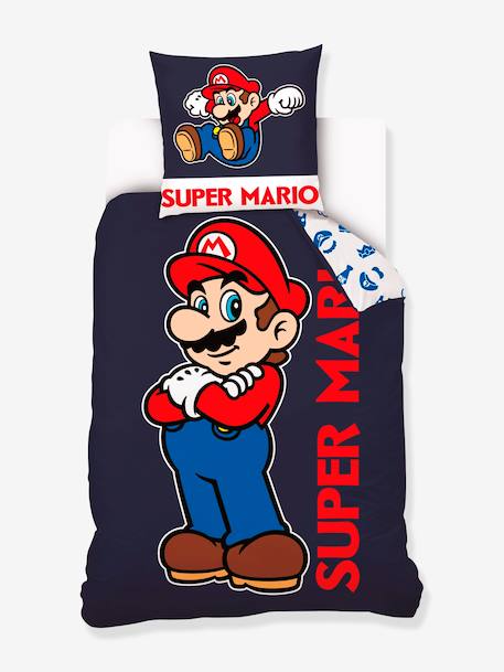 Children's duvet cover and pillowcase set Super Mario navy blue - vertbaudet enfant 