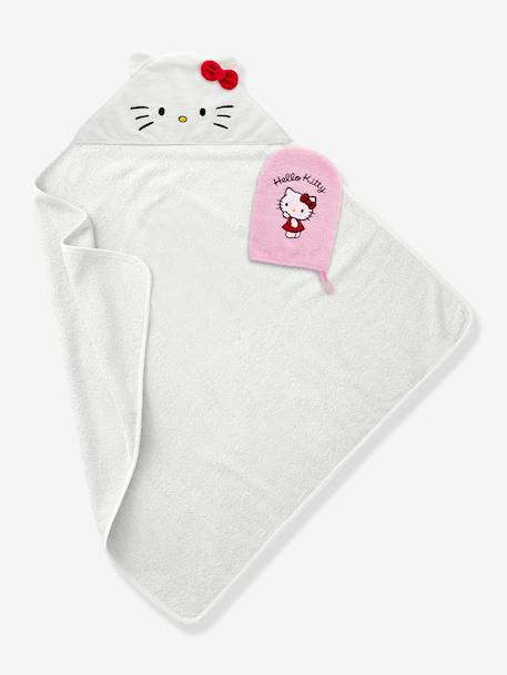 Bath Cape & Wash Mitt Gift Set, HELLO KITTY white - vertbaudet enfant 