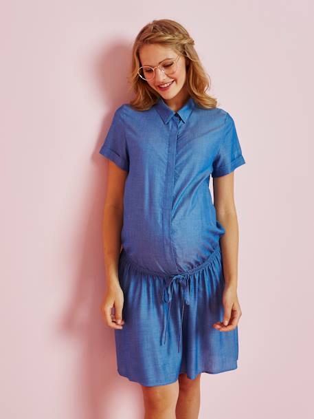 Robe chemise de grossesse BLEU CLAIR UNI - vertbaudet enfant 