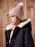 Girl's jacquard set: beanie + snood + mittens/gloves ecru+rose - vertbaudet enfant 