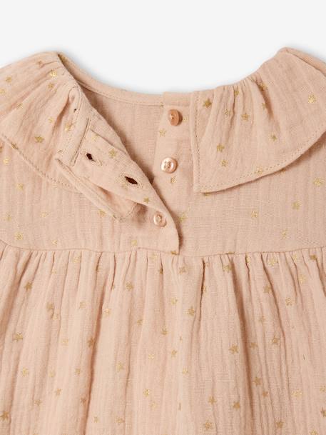 Starry Muslin Dress for Babies sand beige - vertbaudet enfant 
