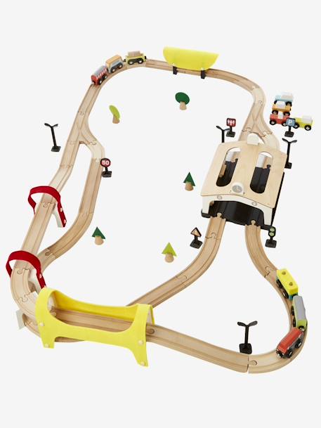 Circuit de train 66 pièces en bois FSC® multicolore - vertbaudet enfant 