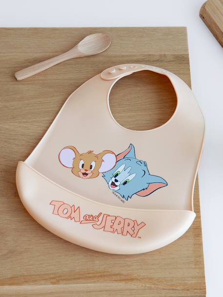 Tom and Jerry Silicone Bib for Babies, LOONEY TUNES beige - vertbaudet enfant 