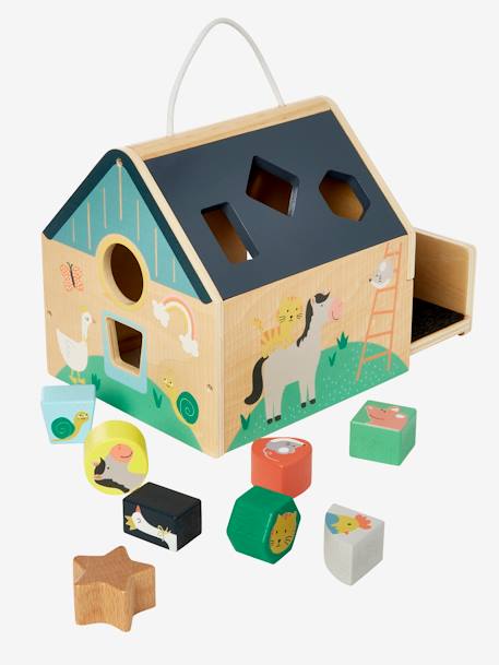 Maison des formes en bois FSC® multicolore+vert - vertbaudet enfant 