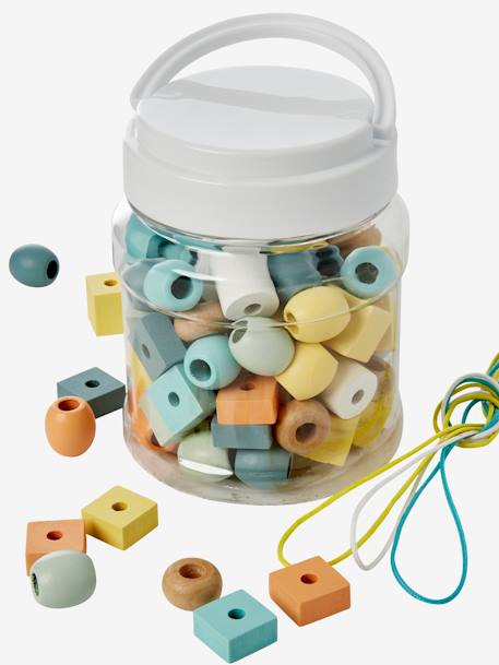 Bucket with Large Wooden Beads Mix - Wood FSC® Certified Multi - vertbaudet enfant 