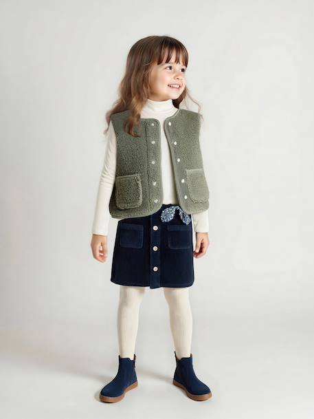 Sleeveless Sherpa Jacket for Girls green+vanilla - vertbaudet enfant 