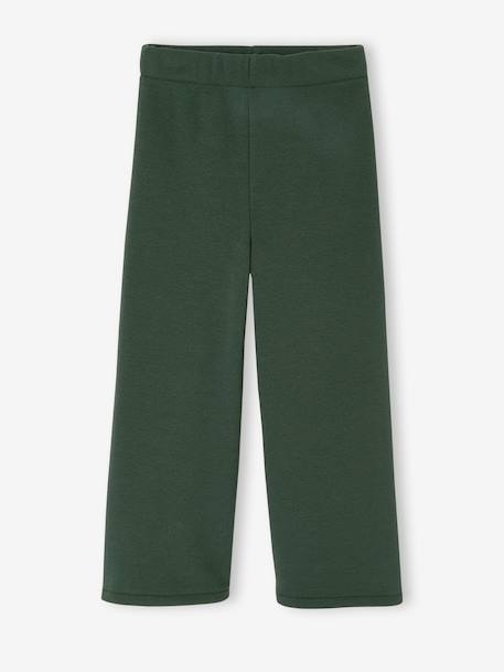 Girls' wide leggings lined with fleece knit emerald green+navy blue - vertbaudet enfant 