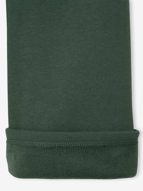 Girls' wide leggings lined with fleece knit emerald green+navy blue - vertbaudet enfant 