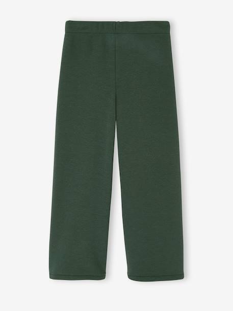 Girls' wide leggings lined with fleece knit emerald green+navy blue - vertbaudet enfant 