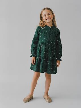 -Robe fille en gaze de coton imprimée pois irisés