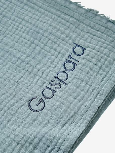 Blanket in Organic Cotton Gauze BLUE DARK SOLID+Brown+Pink+taupe - vertbaudet enfant 