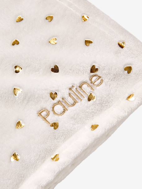 Children's Blanket with Gold Hearts Light Pink/Print+White - vertbaudet enfant 