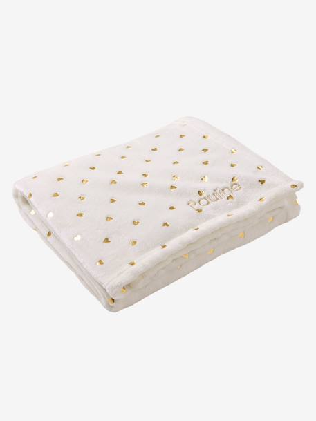 Plaid enfant en polaire motifs dorés écru / coeurs dorés+ROSE PALE IMPRIME - vertbaudet enfant 