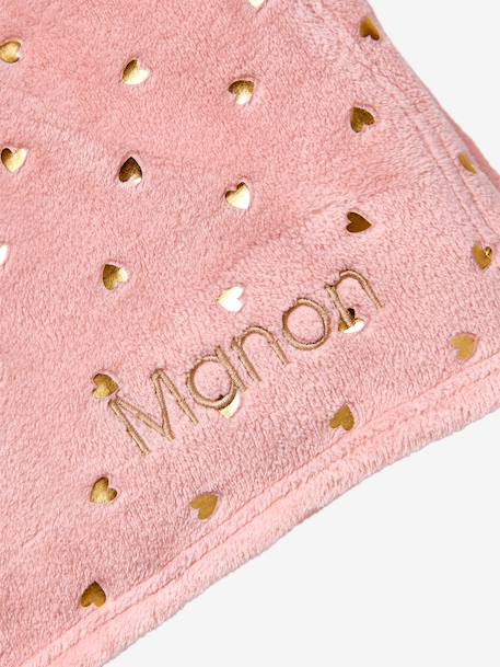Children's Blanket with Gold Hearts Light Pink/Print+White - vertbaudet enfant 