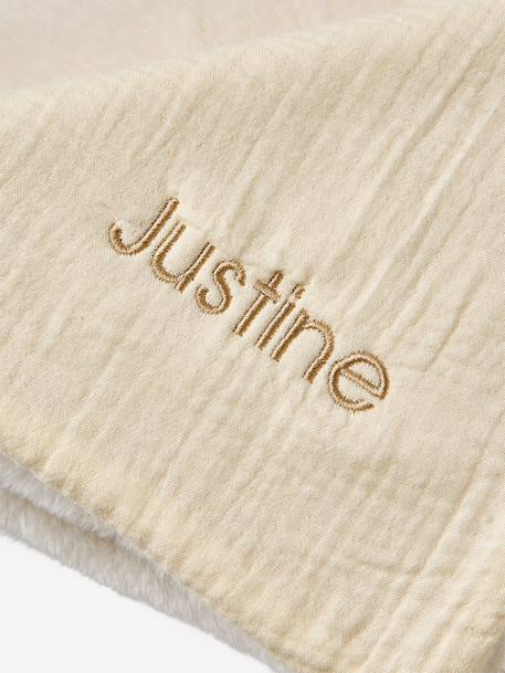 Blanket in Cotton Gauze & Faux Fur beige - vertbaudet enfant 
