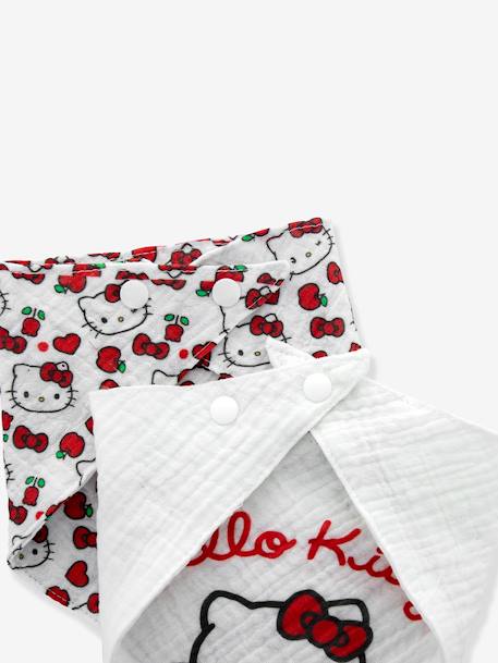 Lot de 2 bavoirs bandana bébé Hello Kitty en gaze de coton blanc - vertbaudet enfant 