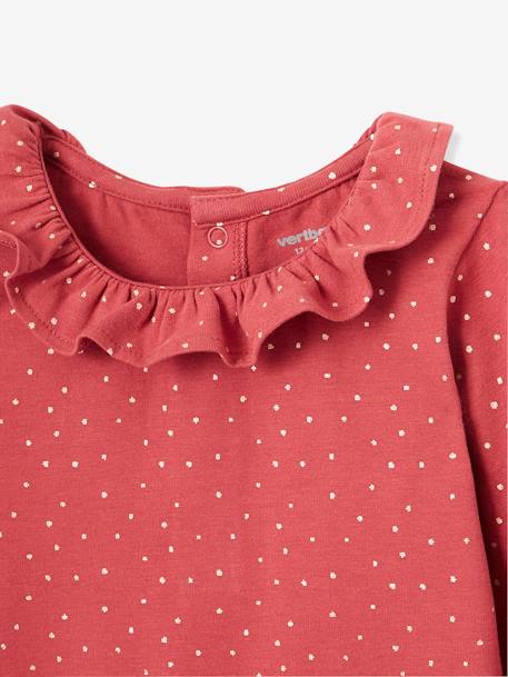 Pack of 2 Bodysuits for Babies, Peter Pan Collar, Long Sleeves Dark Pink/Print - vertbaudet enfant 