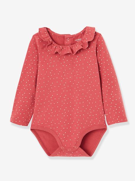 Pack of 2 Bodysuits for Babies, Peter Pan Collar, Long Sleeves Dark Pink/Print - vertbaudet enfant 