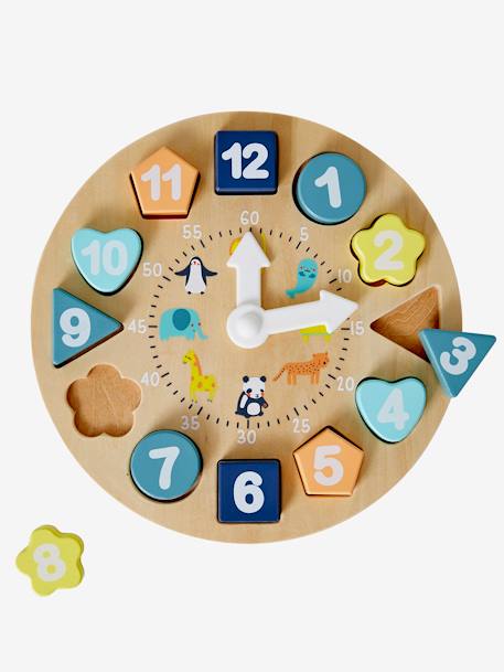 Horloge d'apprentissage en bois FSC® multicolore - vertbaudet enfant 