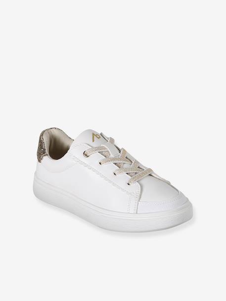 Synthetic Trainers with Laces, for Girls printed white - vertbaudet enfant 