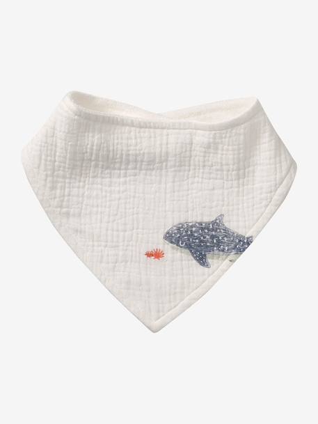 Lot 3 bavoirs bandanas en gaze de coton beige imprimé+BLANC+bleu grisé+cappuccino+écru+lot renard+lot vert panda+rose pâle+vert sauge - vertbaudet enfant 