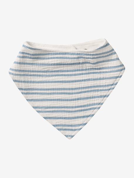 3 Bandana-Style Bibs in Cotton Gauze Brown+cappuccino+ecru+grey blue+Light Green+pale pink+printed beige+sage green+White/Print - vertbaudet enfant 