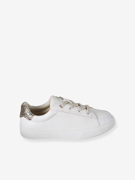 Synthetic Trainers with Laces, for Girls printed white - vertbaudet enfant 