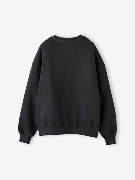 Oversized Leopard Print Slogan Sweatshirt for Girls, JONEN anthracite - vertbaudet enfant 