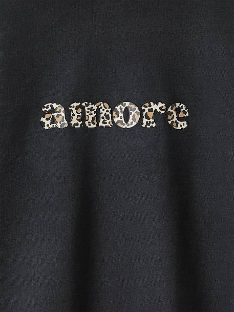Oversized Leopard Print Slogan Sweatshirt for Girls, JONEN anthracite - vertbaudet enfant 
