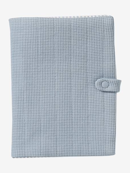 Protège carnet de santé bleu grisé+imprimé coeurs+rayé green forest - vertbaudet enfant 