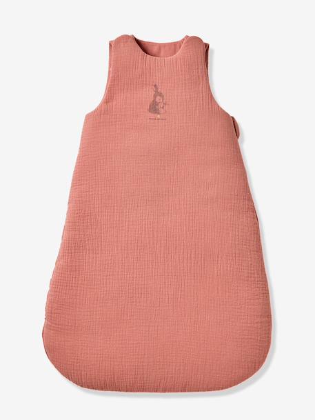 Sleeveless baby sleeping bag in cotton muslin RABBIT old rose - vertbaudet enfant 