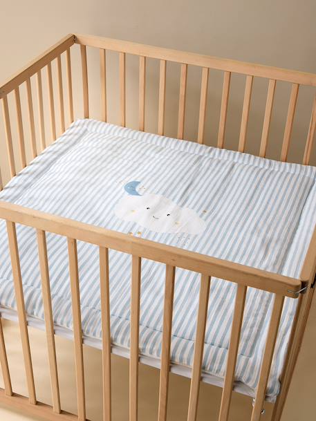 Cotton Muslin Blanket / Play Mat, IN THE CLOUDS striped blue - vertbaudet enfant 
