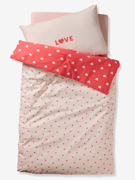 Duvet cover set + pillowcase MY HEART printed pink - vertbaudet enfant 