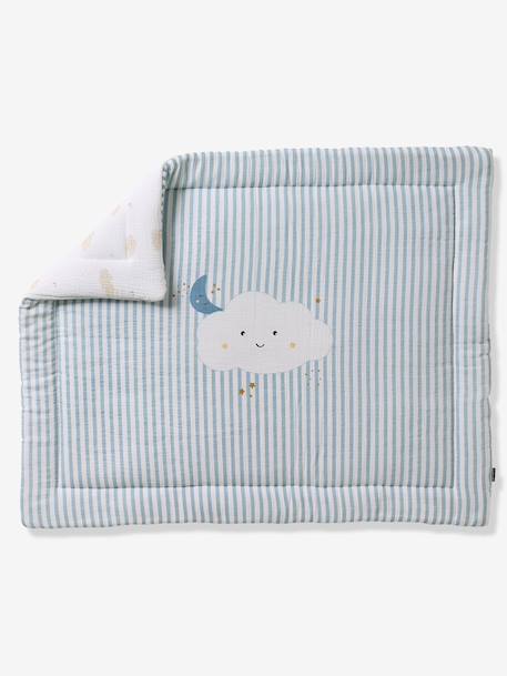 Cotton Muslin Blanket / Play Mat, IN THE CLOUDS striped blue - vertbaudet enfant 