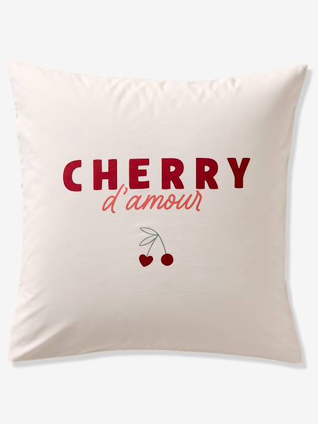 Duvet Cover & Pillowcase Set with Recycled Cotton, CHERRY STRIPES striped red - vertbaudet enfant 