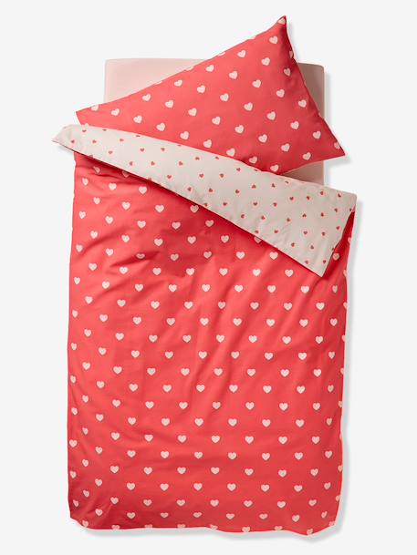 Duvet cover set + pillowcase MY HEART printed pink - vertbaudet enfant 