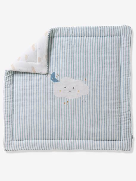 Cotton Muslin Blanket / Play Mat, IN THE CLOUDS striped blue - vertbaudet enfant 