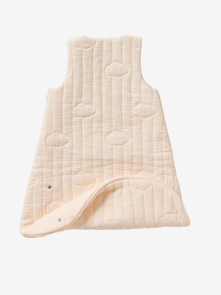 Customisable organic muslin sleeveless baby sleeping bag IN THE CLOUDS ecru - vertbaudet enfant 