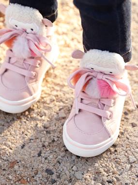 Shoes-High Top Trainers for Baby Girls with 3 Pompons