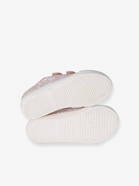 Girls' synthetic trainers with touch 'n' close fastening printed pink+sage green - vertbaudet enfant 