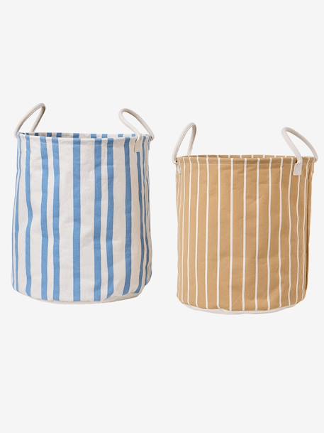 Lot 2 paniers de rangement rayé beige - vertbaudet enfant 