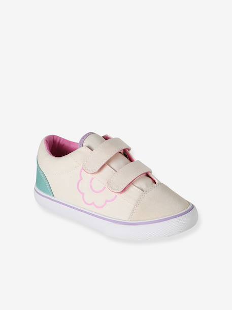 Girl's synthetic trainers printed beige - vertbaudet enfant 