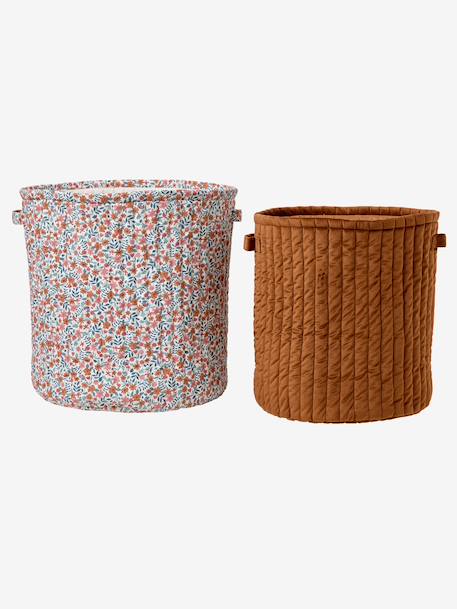 Pack of 2 RETRO FLOWER baskets cinnamon - vertbaudet enfant 