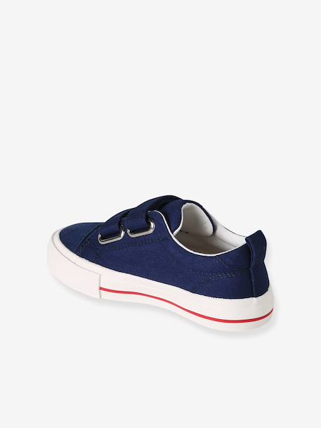 Boys' synthetic trainers with touch 'n' close fastening ecru+navy blue - vertbaudet enfant 